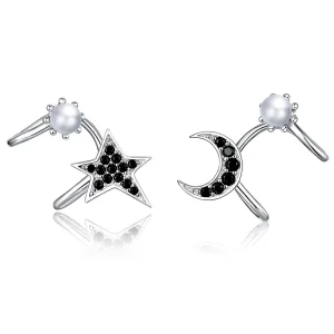 (image for) Pandora Style Silver Moon And Star Stud Earrings - BSE387