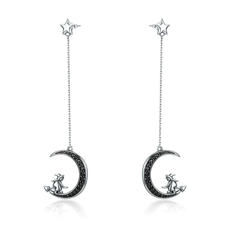 (image for) Pandora Style Silver Moon Dangle Earrings - SCE287
