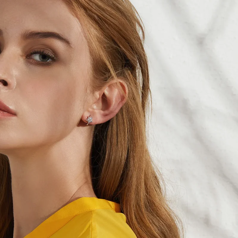 (image for) Pandora Style Silver Moon & Star Hoop Earrings - BSE289 - View 10