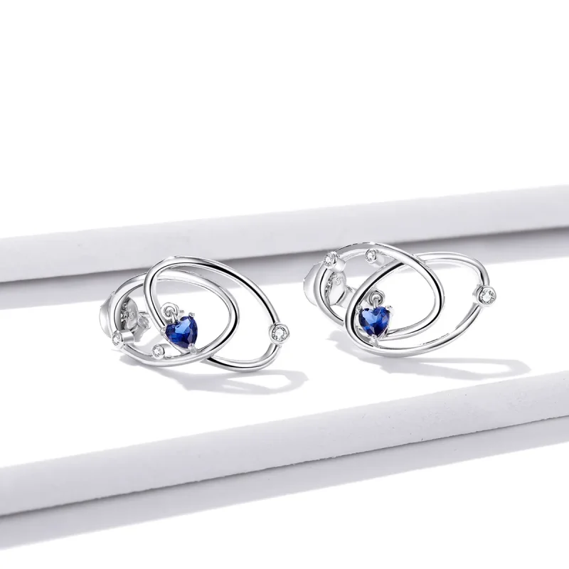 (image for) Pandora Style Silver Mysterious Planet Stud Earrings - BSE410 - View 2