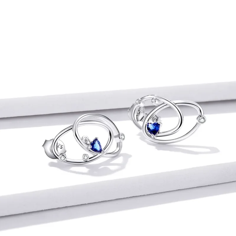 (image for) Pandora Style Silver Mysterious Planet Stud Earrings - BSE410 - View 3