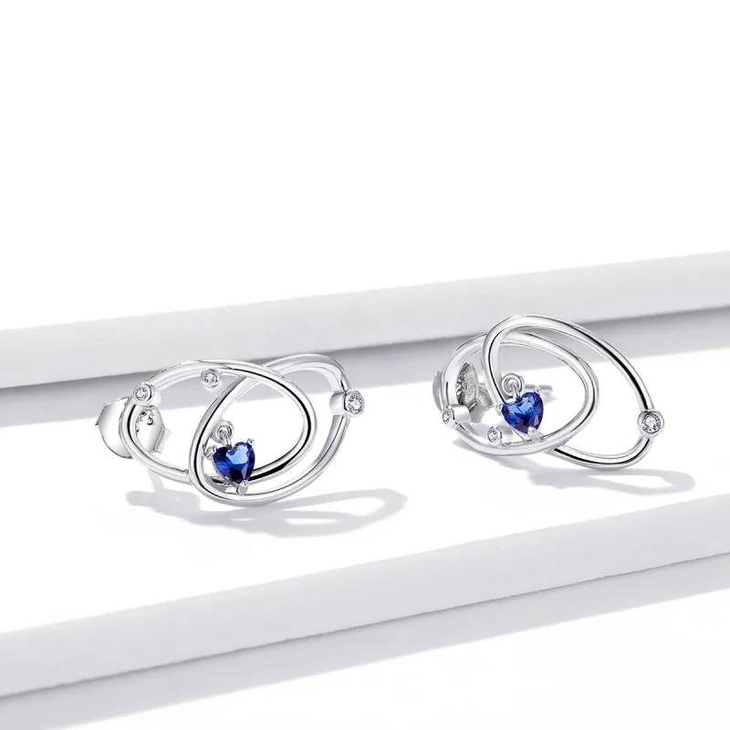 (image for) Pandora Style Silver Mysterious Planet Stud Earrings - BSE410 - View 4
