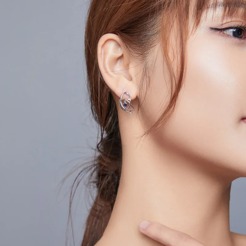 (image for) Pandora Style Silver Mysterious Planet Stud Earrings - BSE410 - View 8