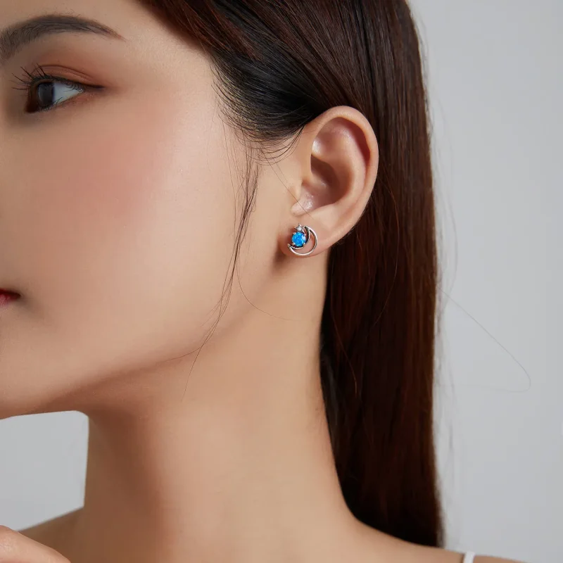 (image for) Pandora Style Silver Mysterious Planet Stud Earrings - SCE1133 - View 6