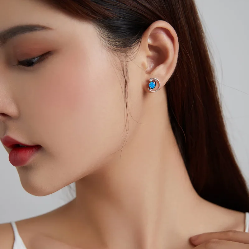(image for) Pandora Style Silver Mysterious Planet Stud Earrings - SCE1133 - View 8