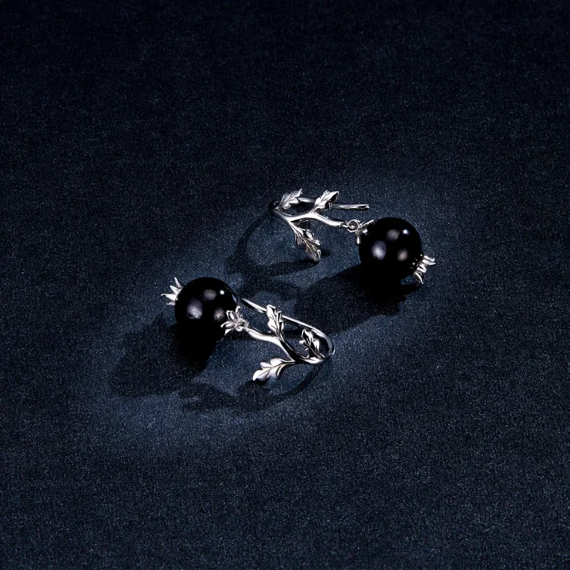 (image for) Pandora Style Silver Mysterous Garnet Dangle Earrings - BSE395 - View 5