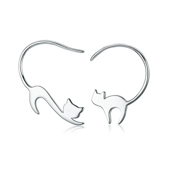 (image for) Pandora Style Silver Naughty Kitten Stud Earrings - SCE073