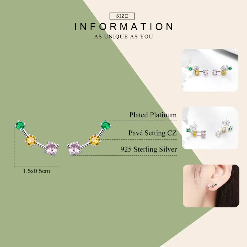 (image for) Pandora Style Silver Neon Stud Earrings - SCE495 - View 3