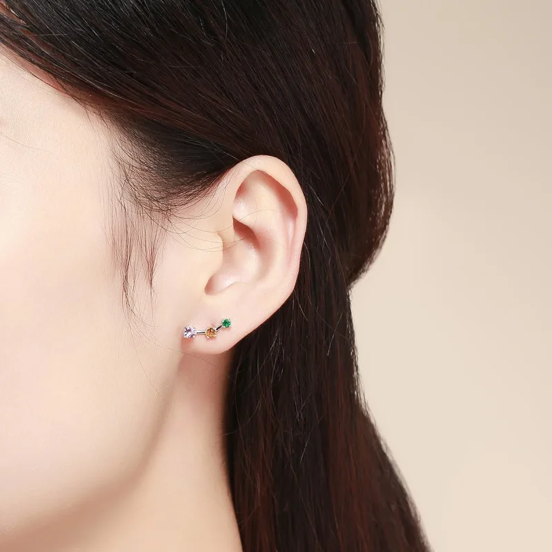 (image for) Pandora Style Silver Neon Stud Earrings - SCE495 - View 4