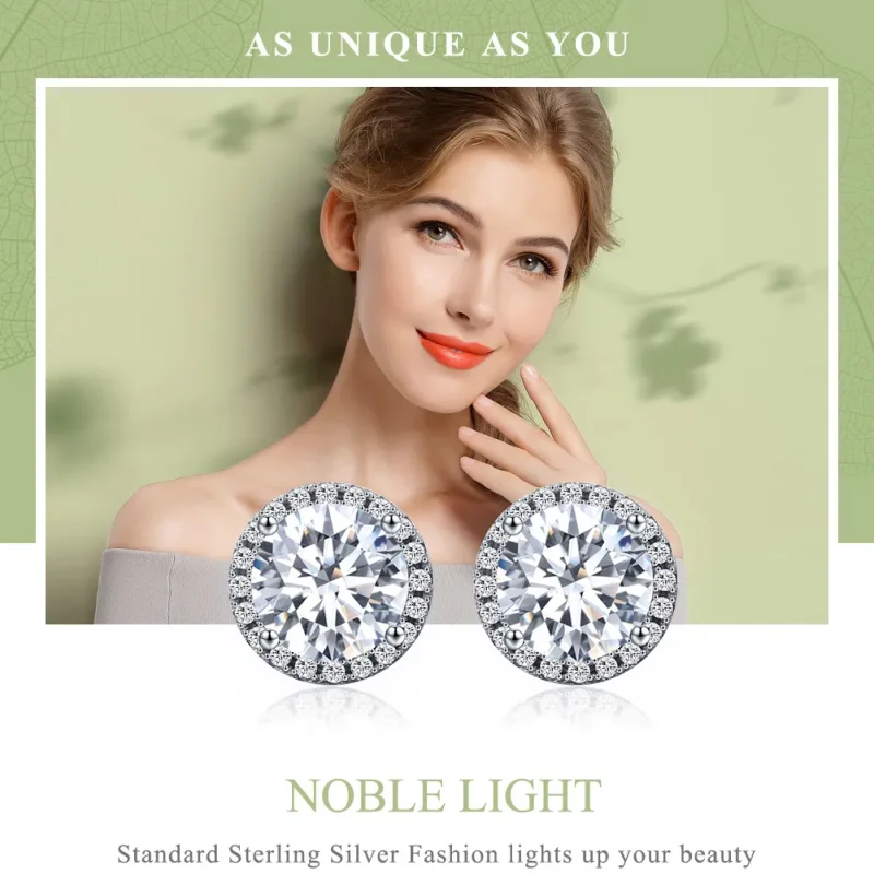 (image for) Pandora Style Silver Noble Light Stud Earrings - SCE358 - View 2