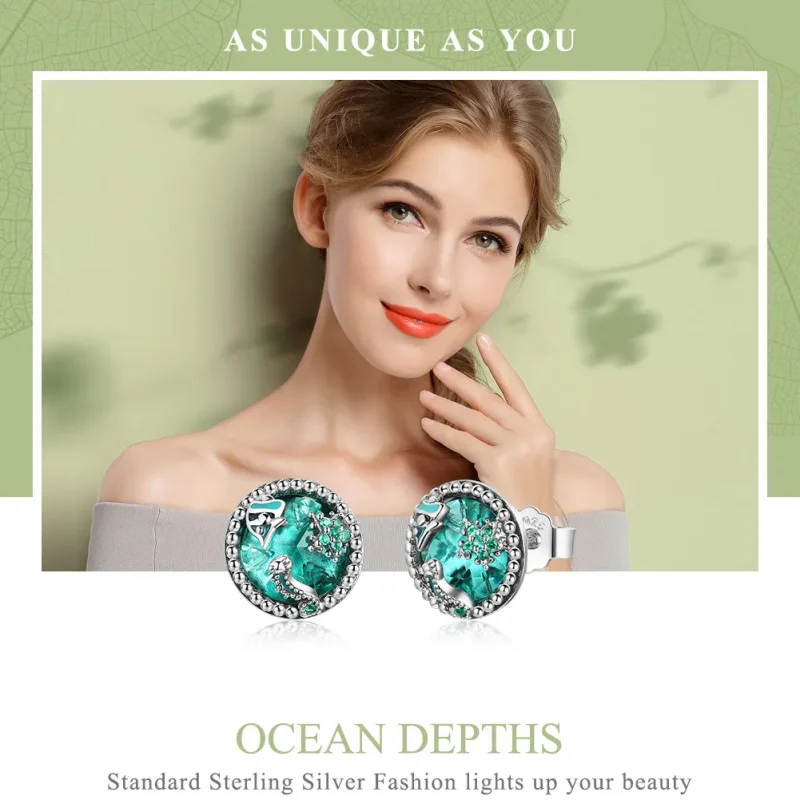 (image for) Pandora Style Silver Ocean Depths Stud Earrings - SCE496 - View 2