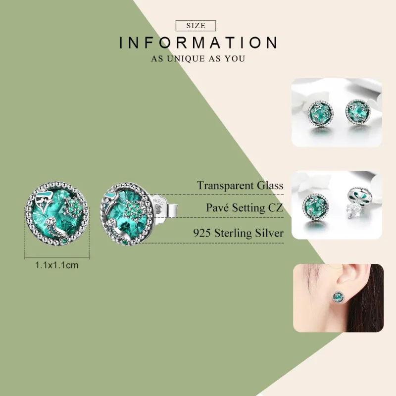 (image for) Pandora Style Silver Ocean Depths Stud Earrings - SCE496 - View 3