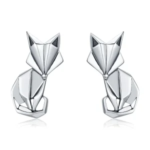 (image for) Pandora Style Silver Origami Fox Stud Earrings - SCE526