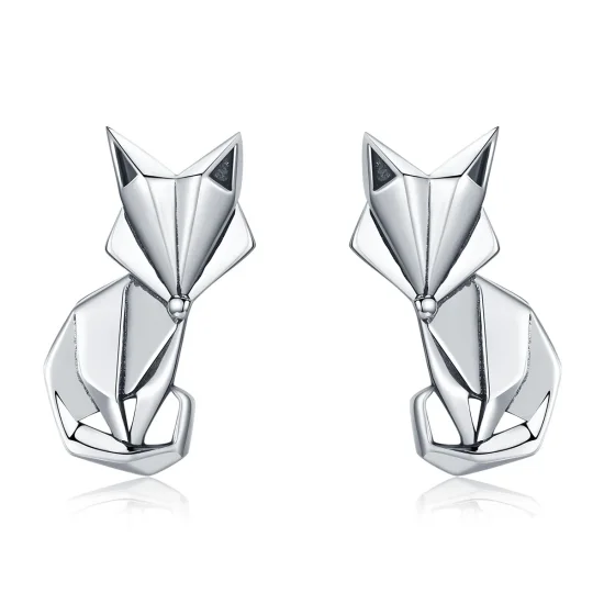 (image for) Pandora Style Silver Origami Fox Stud Earrings - SCE526