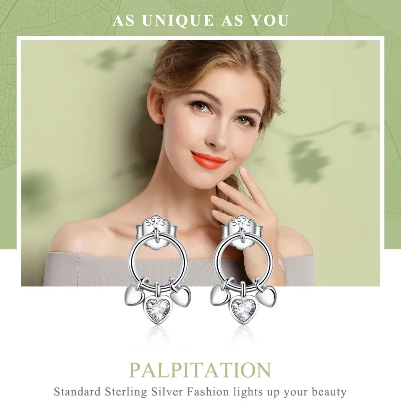 (image for) Pandora Style Silver Palpitation Hanging Earrings - SCE494 - View 2