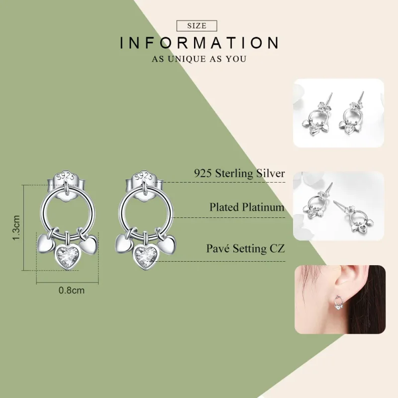 (image for) Pandora Style Silver Palpitation Hanging Earrings - SCE494 - View 3