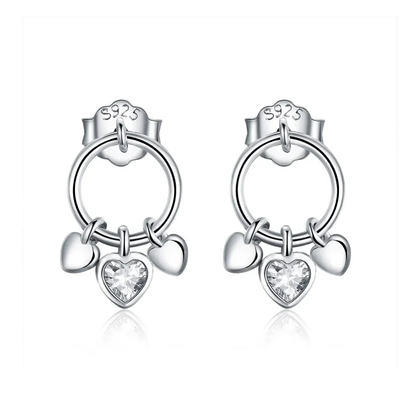(image for) Pandora Style Silver Palpitation Hanging Earrings - SCE494