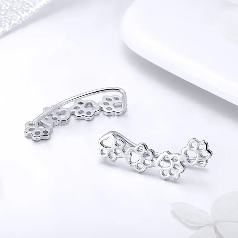 (image for) Pandora Style Silver Paw Trail Stud Earrings - SCE430 - View 2