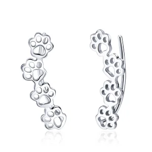 Pandora Style Silver Paw Trail Stud Earrings - SCE430 (image for) Pandora Style Silver Paw Trail Stud Earrings - SCE430