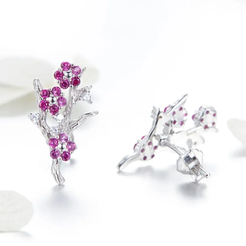 (image for) Pandora Style Silver Peach Blossom Stud Earrings - BSE040 - View 4