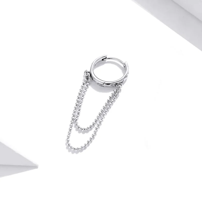 (image for) Pandora Style Silver Pearl Chain Dangle Earrings - SCE1121 - View 2