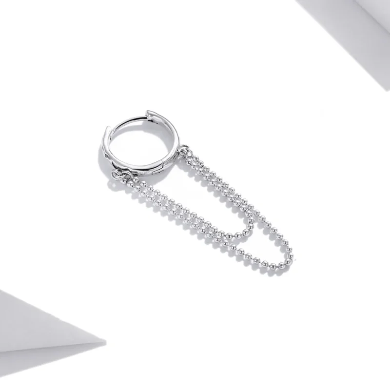 (image for) Pandora Style Silver Pearl Chain Dangle Earrings - SCE1121 - View 3