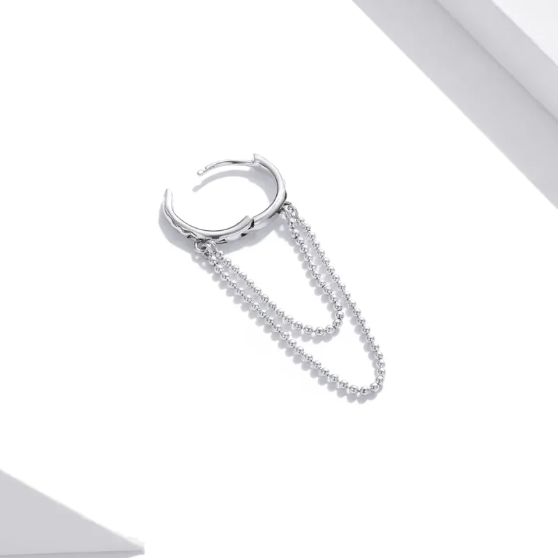 (image for) Pandora Style Silver Pearl Chain Dangle Earrings - SCE1121 - View 4