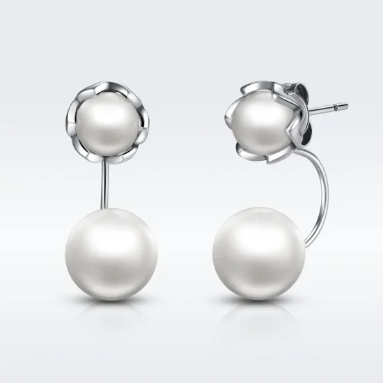 (image for) Pandora Style Silver Pearl Stud Earrings - SCE002