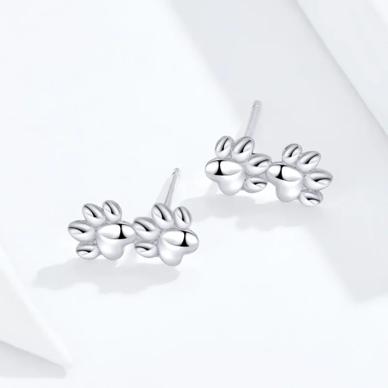 (image for) Pandora Style Silver Pet Footprints Stud Earrings - SCE718 - View 2