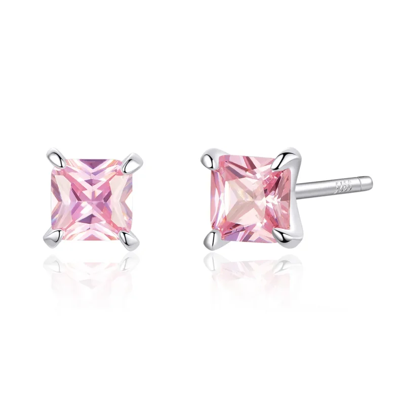 (image for) Pandora Style Silver Pink Luck Stud Earrings - SCE660