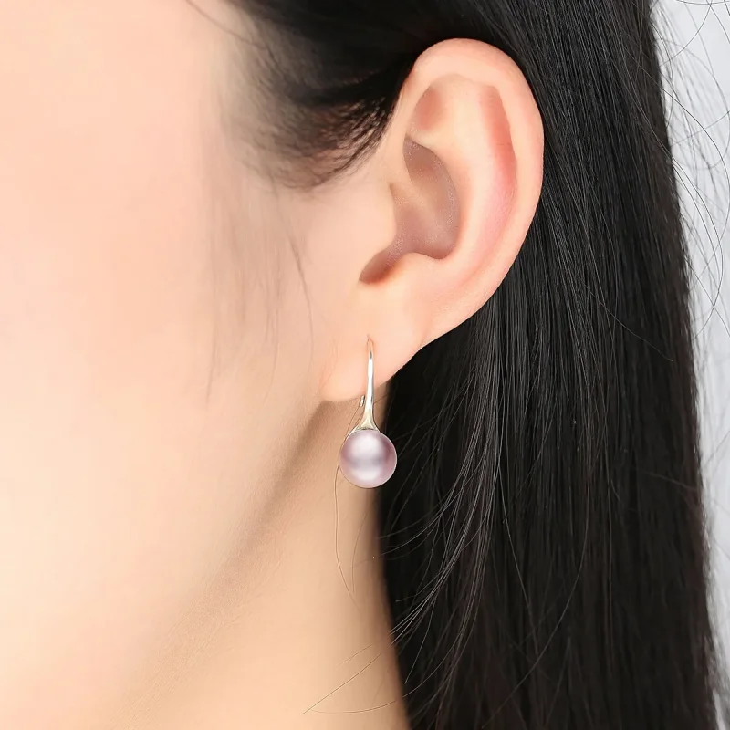 (image for) Pandora Style Silver Pink Pearl Hanging Earrings - SCE145 - View 6