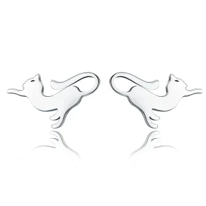 (image for) Pandora Style Silver Playing Kitty Stud Earrings - SCE366