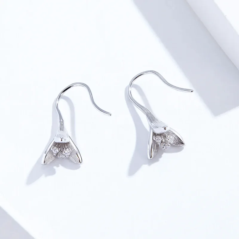 (image for) Pandora Style Silver Poetic Blooms Dangle Earrings - SCE820 - View 2