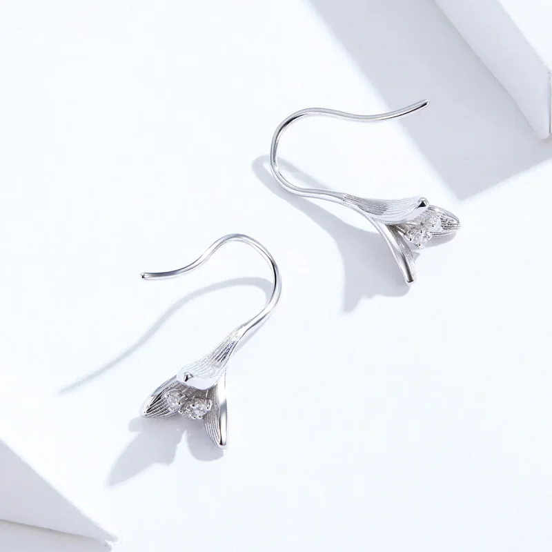 (image for) Pandora Style Silver Poetic Blooms Dangle Earrings - SCE820 - View 3