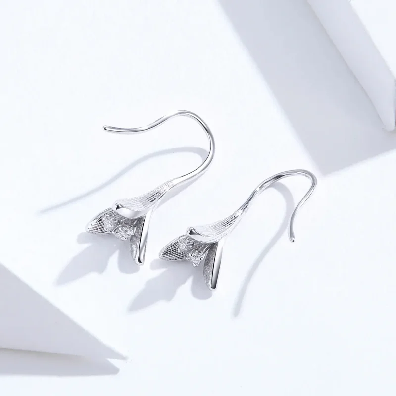 (image for) Pandora Style Silver Poetic Blooms Dangle Earrings - SCE820 - View 4