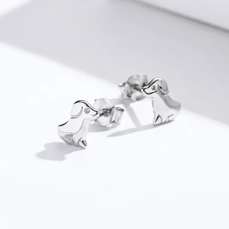(image for) Pandora Style Silver Puppy Stud Earrings - SCE584-Q - View 3