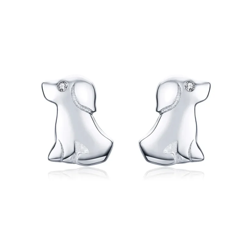 (image for) Pandora Style Silver Puppy Stud Earrings - SCE584-Q
