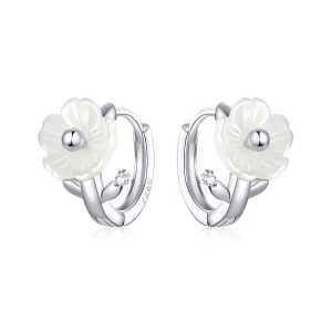 (image for) Pandora Style Silver Pure Flowers Hoop Earrings - BSE321