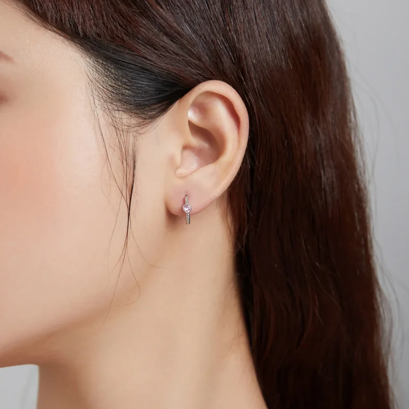 (image for) Pandora Style Silver Pure Love Hoop Earrings - SCE1081 - View 5