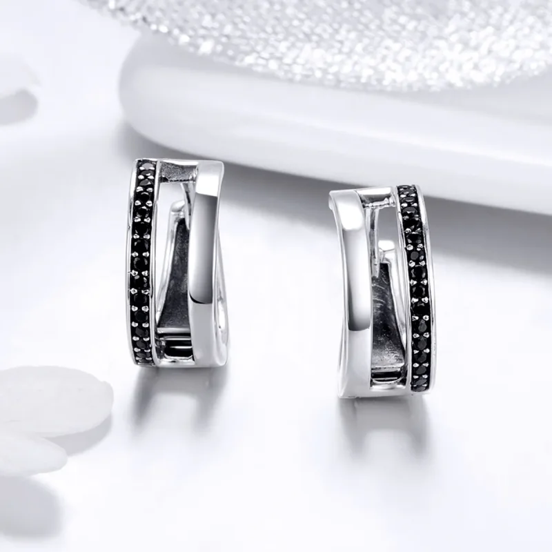 (image for) Pandora Style Silver Pure Love Hoop Earrings - SCE444 - View 2