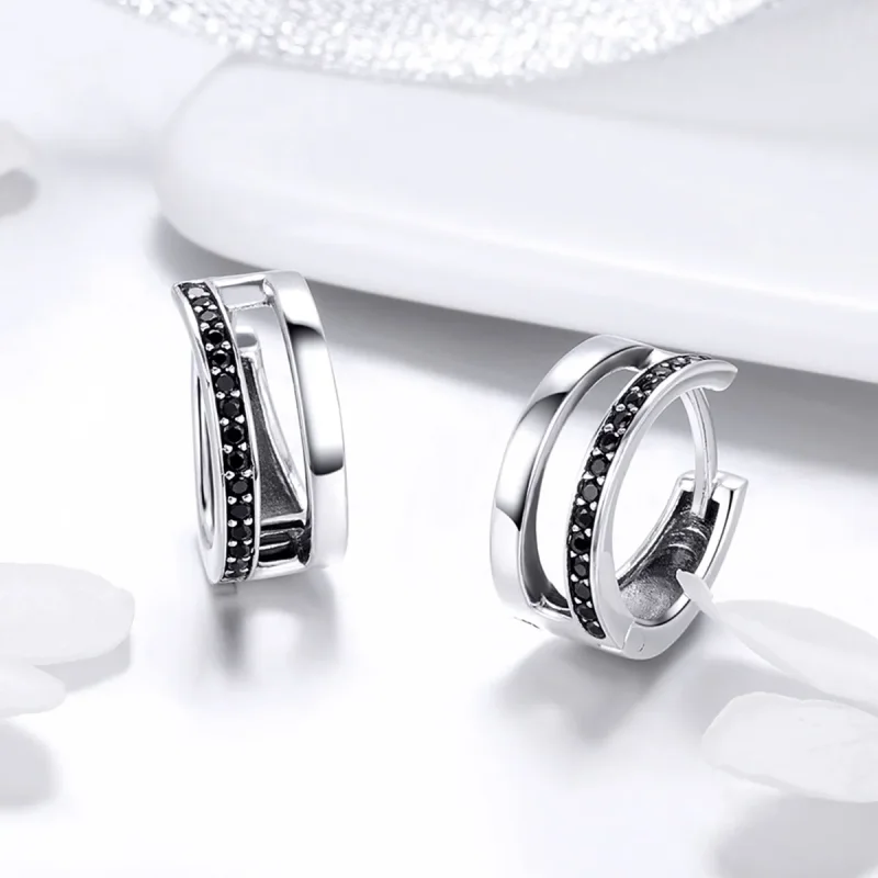(image for) Pandora Style Silver Pure Love Hoop Earrings - SCE444 - View 3