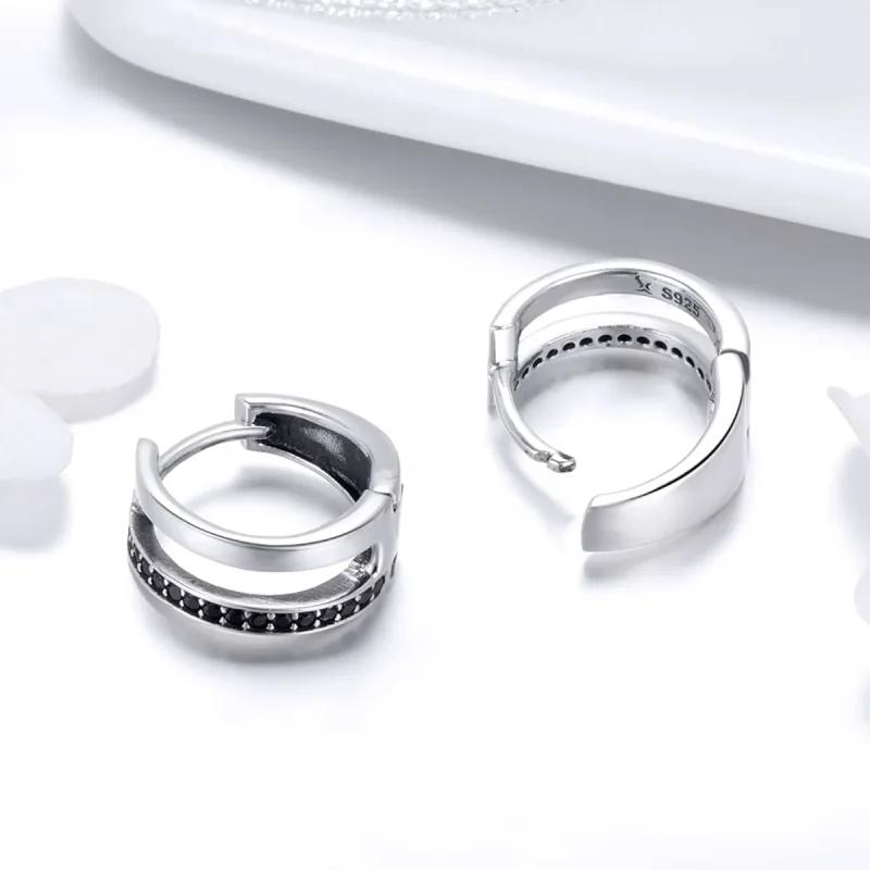 (image for) Pandora Style Silver Pure Love Hoop Earrings - SCE444 - View 4