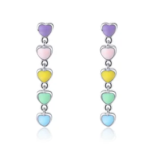 (image for) Pandora Style Silver Rainbow Hearts Stud Earrings - SCE451