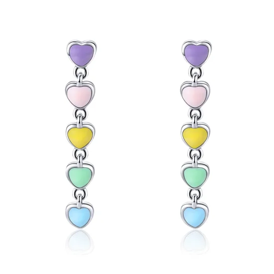 (image for) Pandora Style Silver Rainbow Hearts Stud Earrings - SCE451