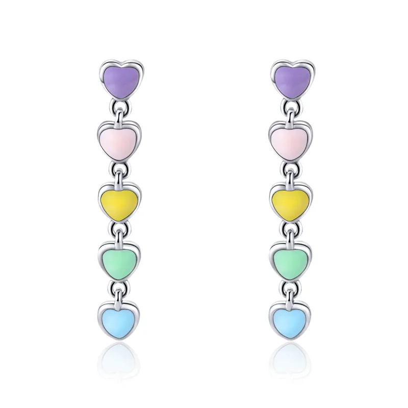 (image for) Pandora Style Silver Rainbow Hearts Stud Earrings - SCE451