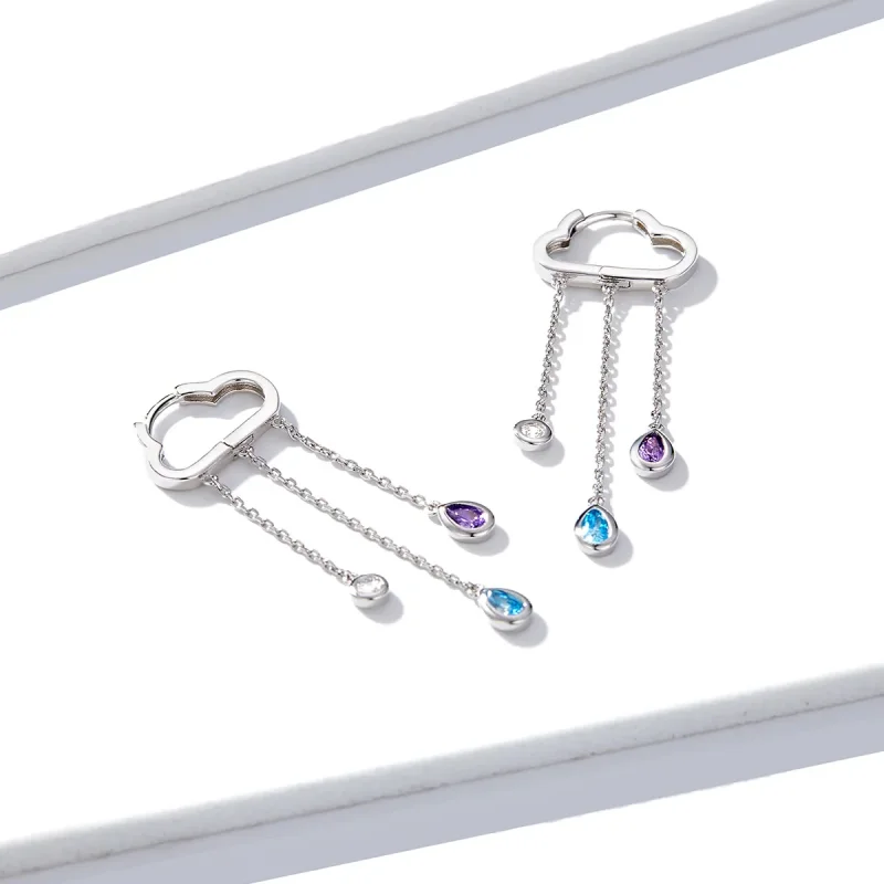 (image for) Pandora Style Silver Rainy Clouds Dangle Earrings - BSE220 - View 2