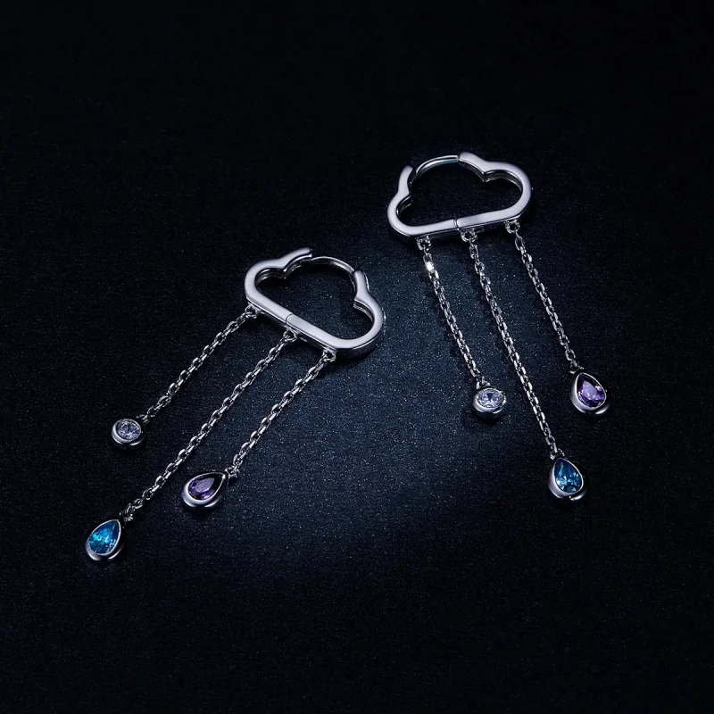 (image for) Pandora Style Silver Rainy Clouds Dangle Earrings - BSE220 - View 9