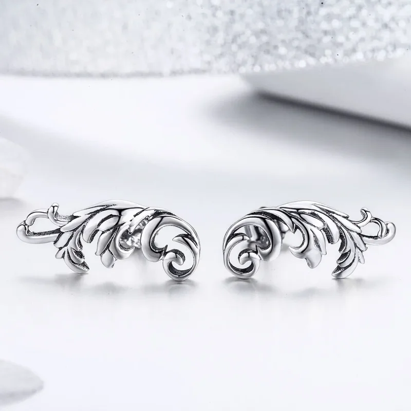 (image for) Pandora Style Silver Retro European Flower Stud Earrings - SCE580 - View 3
