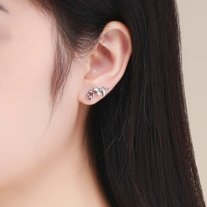(image for) Pandora Style Silver Retro European Flower Stud Earrings - SCE580 - View 4