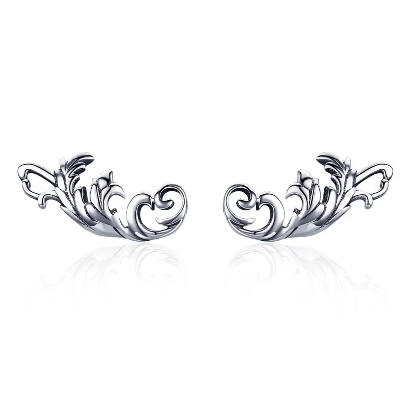 (image for) Pandora Style Silver Retro European Flower Stud Earrings - SCE580
